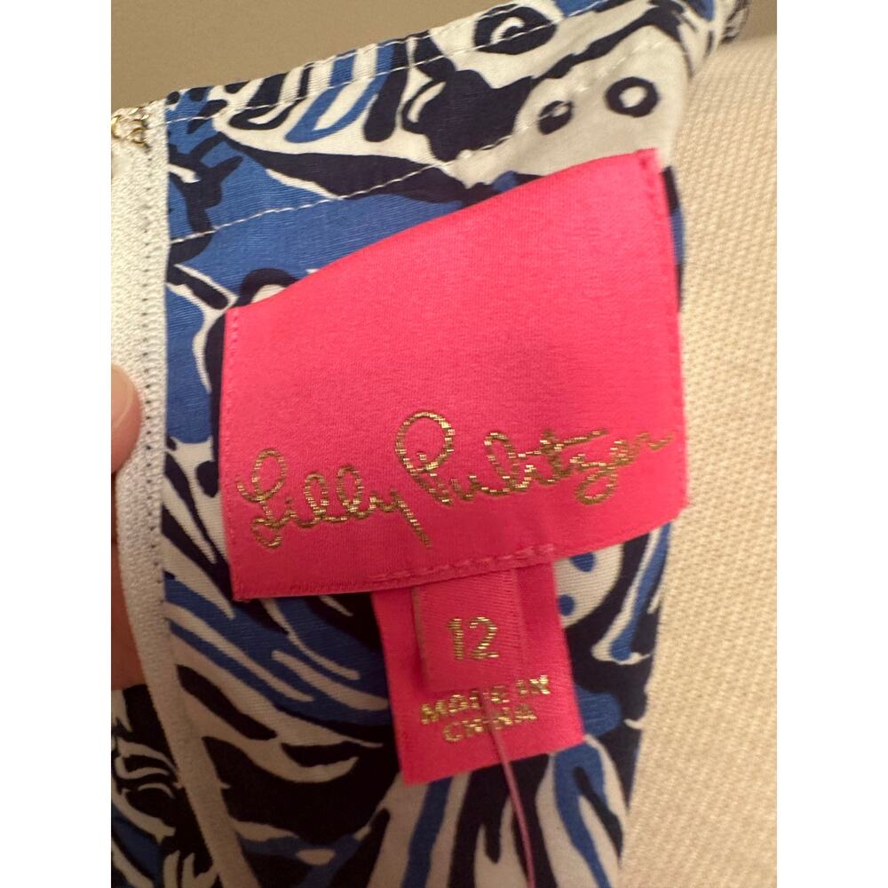 NWT Lilly Pulitzer Mila Stretch Shift Dress Low Tide Navy Pandarama Sz 12 - Picture 5 of 7